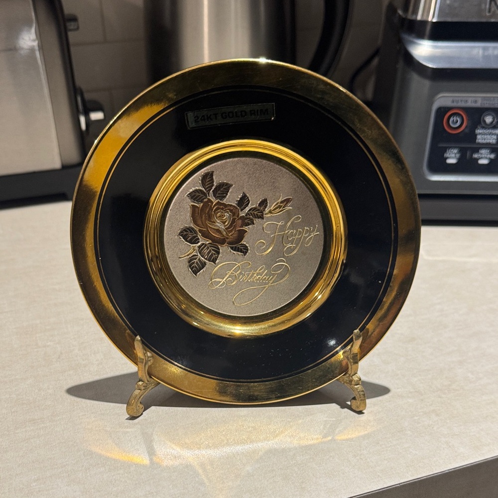 Elegant Gold Rimmed Birthday Plate